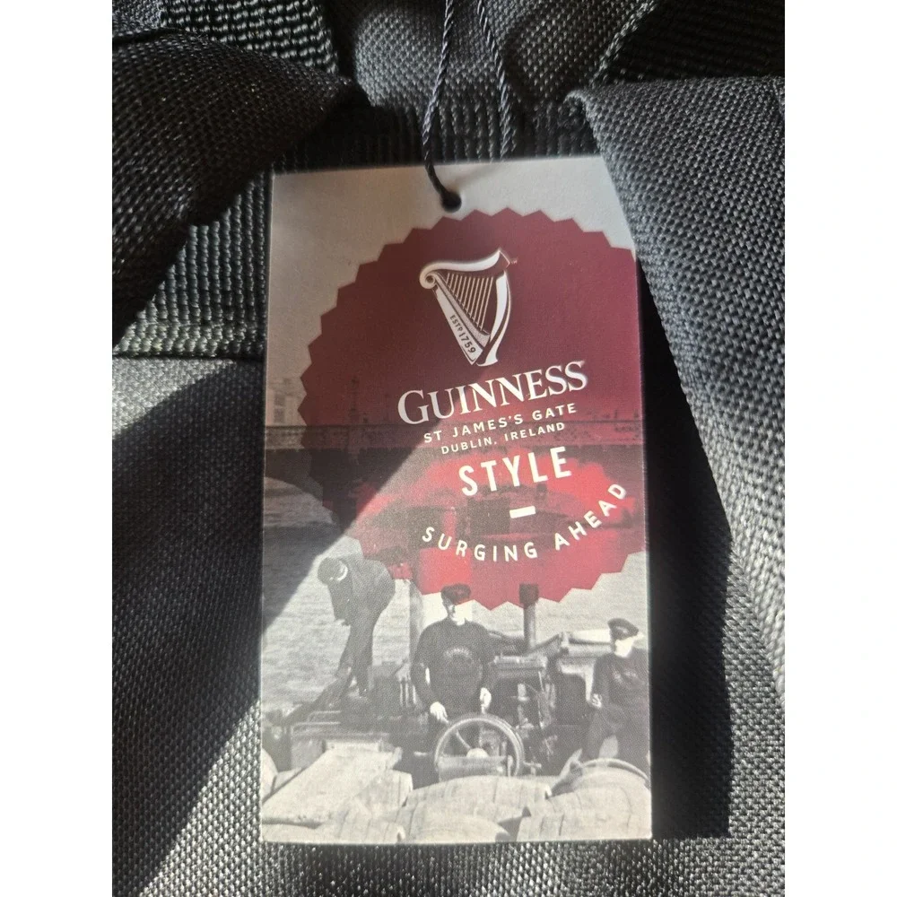 NWT Guinness Black Roll Top Backpack Brown Suede Base Laptop Travel Bag OS